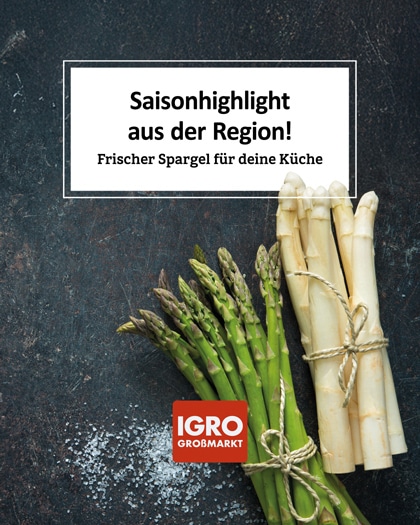 Weißer und grüner Spargel auf dunklem Grund – jetzt frischen regionalen Spargel beim IGRO Großmarkt entdecken