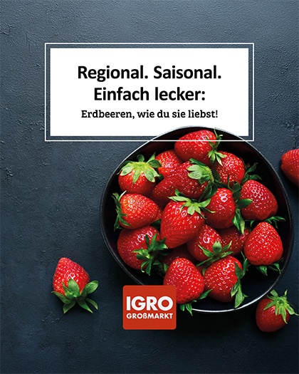 Frische, regionale Erdbeeren in einer dunklen Schale für die Gastronomie